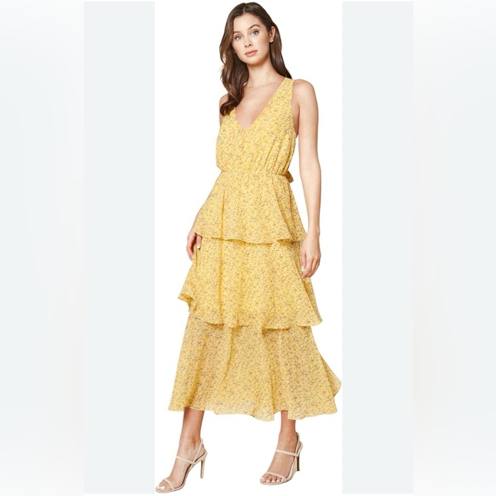 Sugarlips Yellow Floral Midi Dress size small